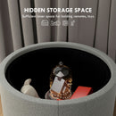 Pouf Contenitore Effetto Lino da 120 kg max 56x56x42 cm con Vassoio a Ribalta in MDF Grigio