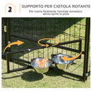 Recinto per Cani con Porticina per Ciotole 141x141x151 cm in Metallo e Tessuto Oxford Nero e Marrone