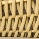 Set Salotto da Giardino Divano 2 Poltrone con Cuscini e Tavolino in Vetro in Acciaio e Poliestere Cachi