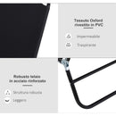 Lettino Prendisole da Giardino Pieghevole 188x56x28cm in Acciaio e tessuto Oxford Nero