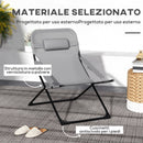 Sedia da Giardino Pieghevole e Reclinabile su 4 Livelli 69x91x96 cm in Acciaio e Poliestere Nera Grigia
