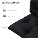 Set 2 Cuscini da Giardino per Divani e Pallet in Poliestere con Imbottitura Spessa Nero