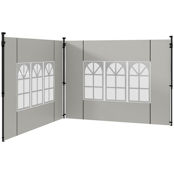 acquista Set 2 Pareti Laterali per Gazebo 3x3m e 3x6m con Finestre 293x193 cm in PE e Plastica Bianco
