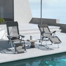 Set 2 Sdraio da Giardino Pieghevoli 63x81x108 cm con Poggiapiedi Grigio