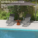 Set 2 Sdraio da Giardino Pieghevoli 63x81x108 cm con Poggiapiedi Grigio