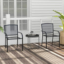 Set 2 Sedie da Giardino Impilabili Salvaspazio con Braccioli 55x58x88 cm in Acciaio Nero