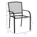 Set 2 Sedie da Giardino Impilabili Salvaspazio con Braccioli 55x58x88 cm in Acciaio Nero