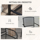 Set 2 Sedie da Giardino Impilabili Salvaspazio con Braccioli 55x58x88 cm in Acciaio Nero