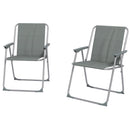 Set 2 Sedie da Giardino Pieghevoli con Braccioli e Seduta 53x54x76 cm in Tessuto Grigio