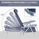 Set 2 Sedie da Pesca Pieghevoli e Reclinabili 6 Livelli 62x65x80 cm in Alluminio e Tessuto Blu Scuro