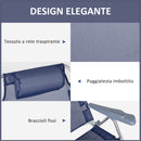 Set 2 Sedie da Pesca Pieghevoli e Reclinabili 6 Livelli 62x65x80 cm in Alluminio e Tessuto Blu Scuro