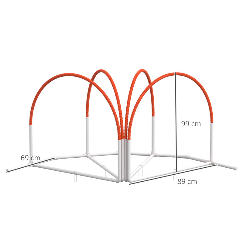 Set Addestramento Cani da Esterno 4 Pezzi 89x69x99 cm in PE e ABS Bianco e Arancione