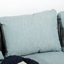 Set Salotto da Giardino Divano Angolare e Tavolino da Caffè Nero Grigio e Blu