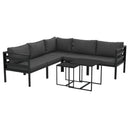 Set Salotto da Giardino Divano Angolare e 2 Tavolini in Acciaio e Poliestere Grigio