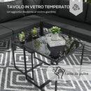 Set Salotto da Giardino Divano Angolare e 2 Tavolini in Acciaio e Poliestere Grigio