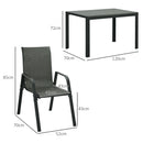 Set Tavolo e 4 Sedie Impilabili da Giardino in Acciaio e Rattan PE Grigio