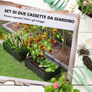 Set di 2 Letti per Orto Rialzato con Fondo Aperto 100x60x30cm in Acciaio Galvanizzato Grigio