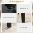 Set Tavolo da Pranzo con Piano in Vetro e 4 Sedie Imbottite in Finta Pelle Nero