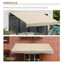 Tenda da Sole per Esterno a Bracci Avvolgibile 360x250 cm con Apertura a Manovella Crema