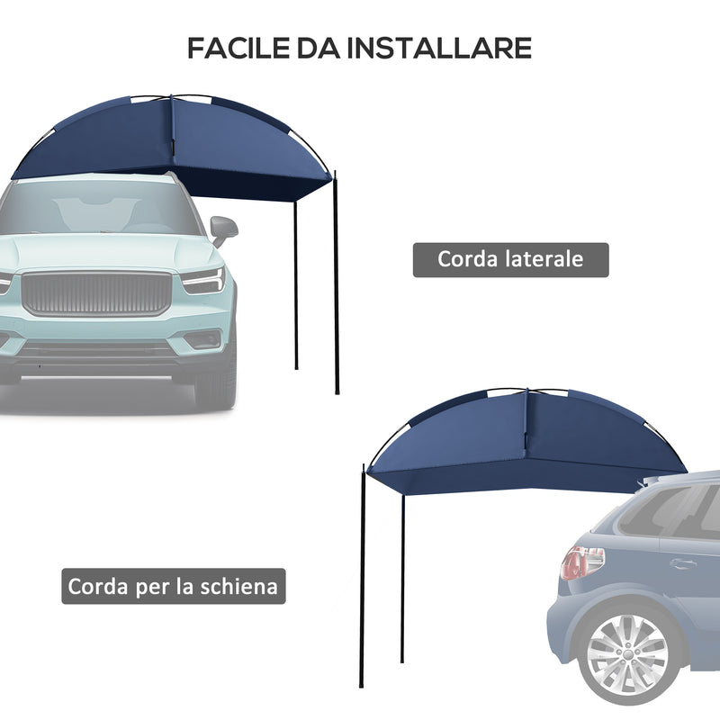 Tendalina ad Arco Portatile con Paletti Regolabili 290x278x230-260 cm in Poliestere e Acciaio Blu