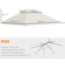 Tetto per Gazebo 4x3 m a 2 Livelli in Poliestere con 10 Fori di Drenaggio 395x297 cm in Poliestere Crema