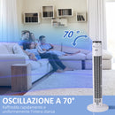Ventilatore a Torre 45W a 3 Modalità e 3 Velocità con Timer da 12h Ø32 x 96A cm in ABS Nero e Bianco