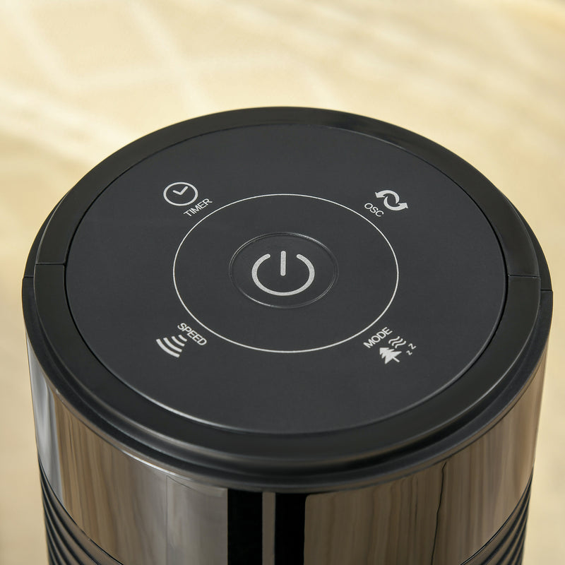 Ventilatore a Torre 45W a 4 Modalità e 3 Velocità con Timer da 12h 31.5x31.5x96 cm in ABS Nero