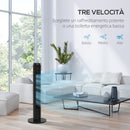 Ventilatore a Torre 45W a 4 Modalità e 3 Velocità con Timer da 12h Ø31.5x96 cm in ABS Nero