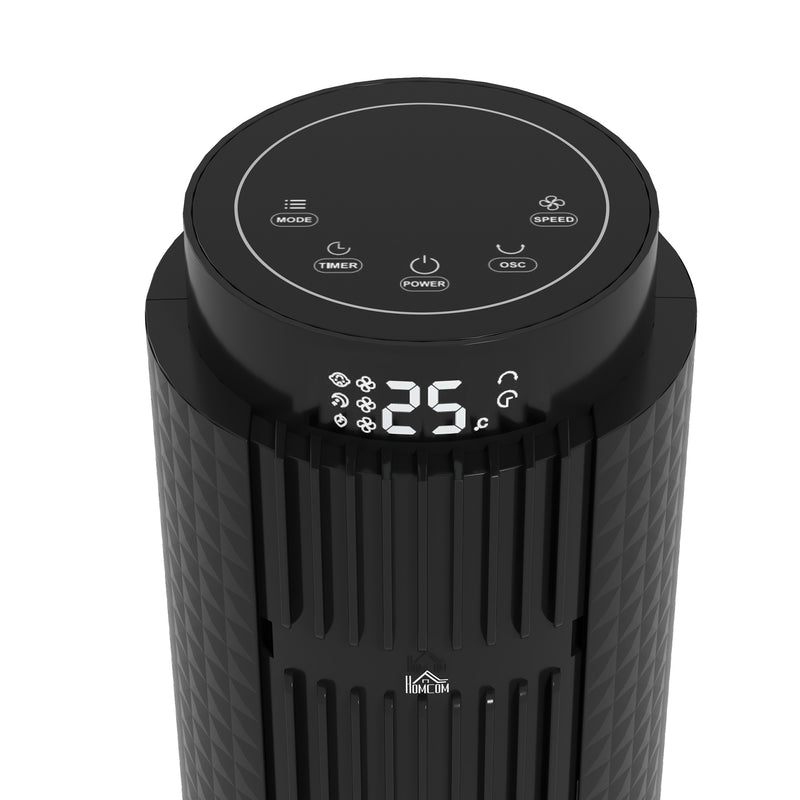 Ventilatore a Torre 45W a 4 Modalità e 3 Velocità con Timer da 12h Ø31.5x96 cm in ABS Nero