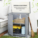 Armadio da Esterno Capanno Porta Attrezzi 74x43x88 cm con Mensola e con 2 Ante in Legno Grigio      