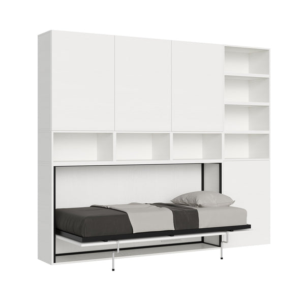 Letto Singolo a Scomparsa Composizione E Kando H226,7 Bianco Frassino con Materasso sconto