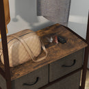 Appendiabiti da Terra con Asta 3 Cassetti e Ripiani 58,5x30x178 cm in Legno MDF e Acciaio Marrone