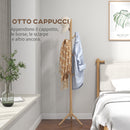 Appendiabiti da Terra in Legno di Abete a 8 Ganci per Casa e Ufficio 40x40x165 cm Color Legno 