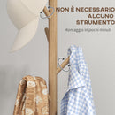 Appendiabiti da Terra in Legno di Abete a 8 Ganci per Casa e Ufficio 40x40x165 cm Color Legno 