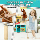 Cavallo con Bastone e Suoni Realistici per Bambini in Poliestere e Legno Marrone      