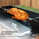 Barbecue a Carbone a 3 Livelli con Mensole Pieghevoli e Girarrosto 118x32x90 cm in Acciaio Inox Nero