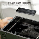 Barbecue a Carbonella Portatile con Gambe Pieghevoli e Vassoio Estraibile 74x20x38 cm in Metallo Nero