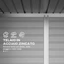 Capanno Porta Attrezzi con Ripiani Regolabili e Chiavistello 249x121x183 cm in Acciaio Zincato Grigio