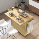Carrello da Cucina con Piano Pieghevole 120x68x89 cm in Legno e Rattan Stile Boho