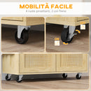 Carrello da Cucina con Piano Pieghevole 120x68x89 cm in Legno e Rattan Stile Boho