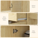 Carrello da Cucina con Piano Pieghevole 120x68x89 cm in Legno e Rattan Stile Boho