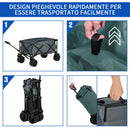 Carrello da Giardino Carico max 70kg con Maniglia Telescopica in Metallo e Tessuto Oxford Grigio
