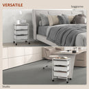 Carrello Multiuso con 3 Cestini Estraibili e Ruote 40,8x33,5x60,5 cm in Acciaio e PP Bianco