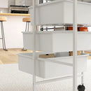 Carrello Multiuso con 3 Cestini Estraibili e Ruote 40,8x33,5x60,5 cm in Acciaio e PP Bianco