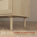 Cassettiera 6 Cassetti Stile Boho per Soggiorno e Camera da Letto 110x40x75 cm in Legno e Rattan Naturale