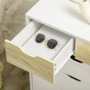 Cassettiera a 5 Cassetti per Camera da Letto con Maniglie Intagliate 60x40x77,5 cm in Legno Melaminico e Legno di Pino Bianco