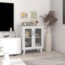 Credenza Moderna Multiuso 61x35x75 cm con 2 Ante Trasparenti e 2 Ripiani Bianco