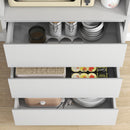 Dispensa Cucina Alta con Armadietto a 2 Livelli e 3 Cassetti 68x38x172 cm in MDF Bianco