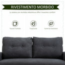 Divano 2 Posti Moderno in Stile Nordico 145x76x88 cm con Schienale Trapuntato in Tessuto Grigio