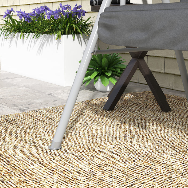 Dondolo 2 Posti con Tavolino e Portabicchieri 175x110x165 cm in Metallo e Poliestere Grigio